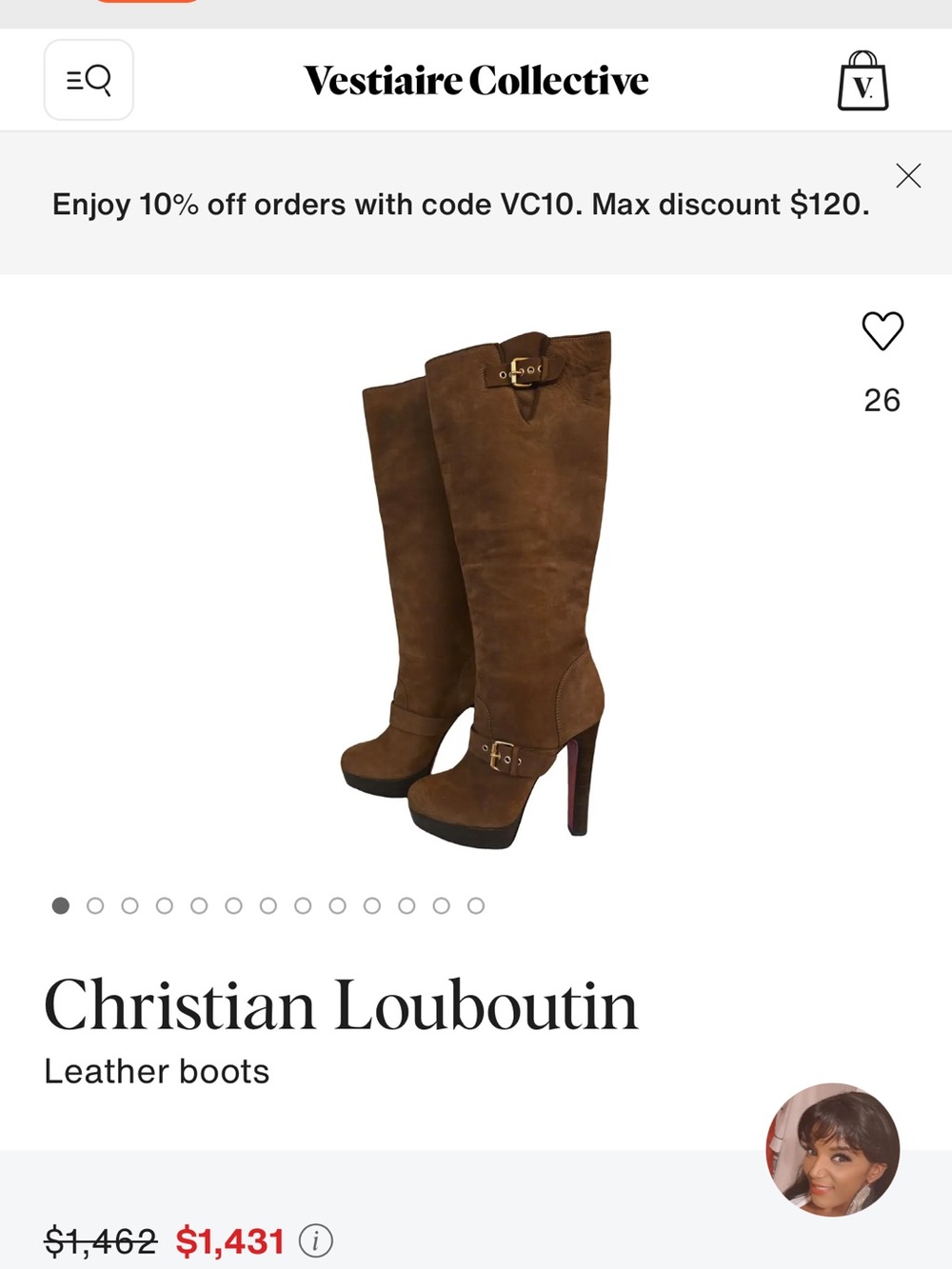 Christian Louboutin Brown Suede Knee-High Platform Stiletto Boots